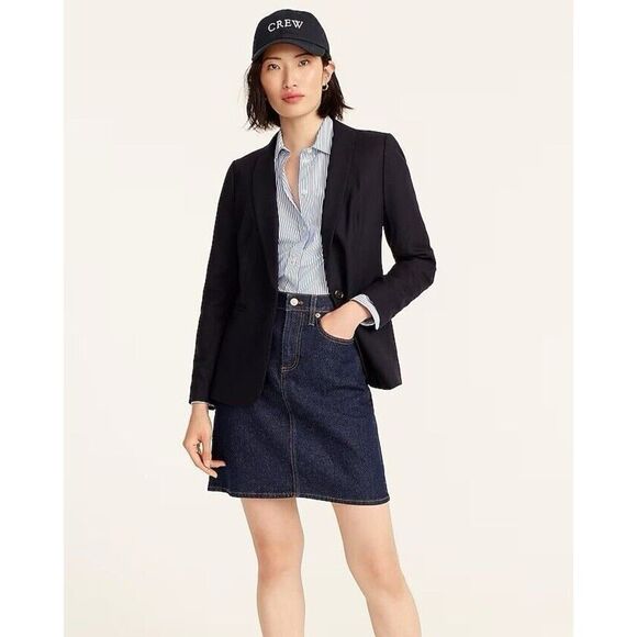 J Crew Black Wool Blend Classic Career Parke Single Button Blazer Jacket Size 6 - Picture 1 of 9